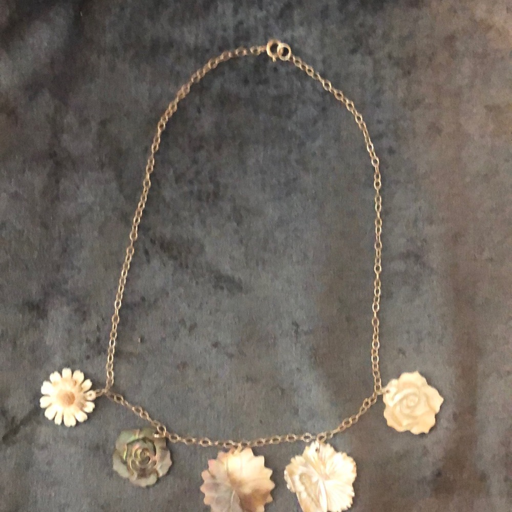 Sterling silver and shell flower necklace